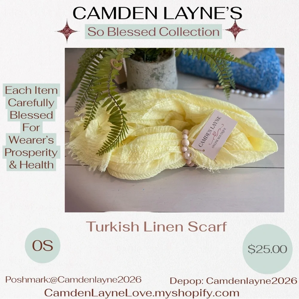 Camden Layne Blessed Yellow Turkish Linen Scarf